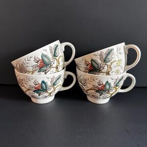 Vintage Tea Cups “Jamestown” Wood & Sons England 1950’s Set Of 4 Pottery